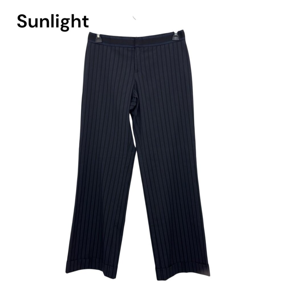 VINTAGE Nine West Cyndi Womens Black/Navy Striped Wide Legs Dress Pants SZ 6 - Picture 1 of 16